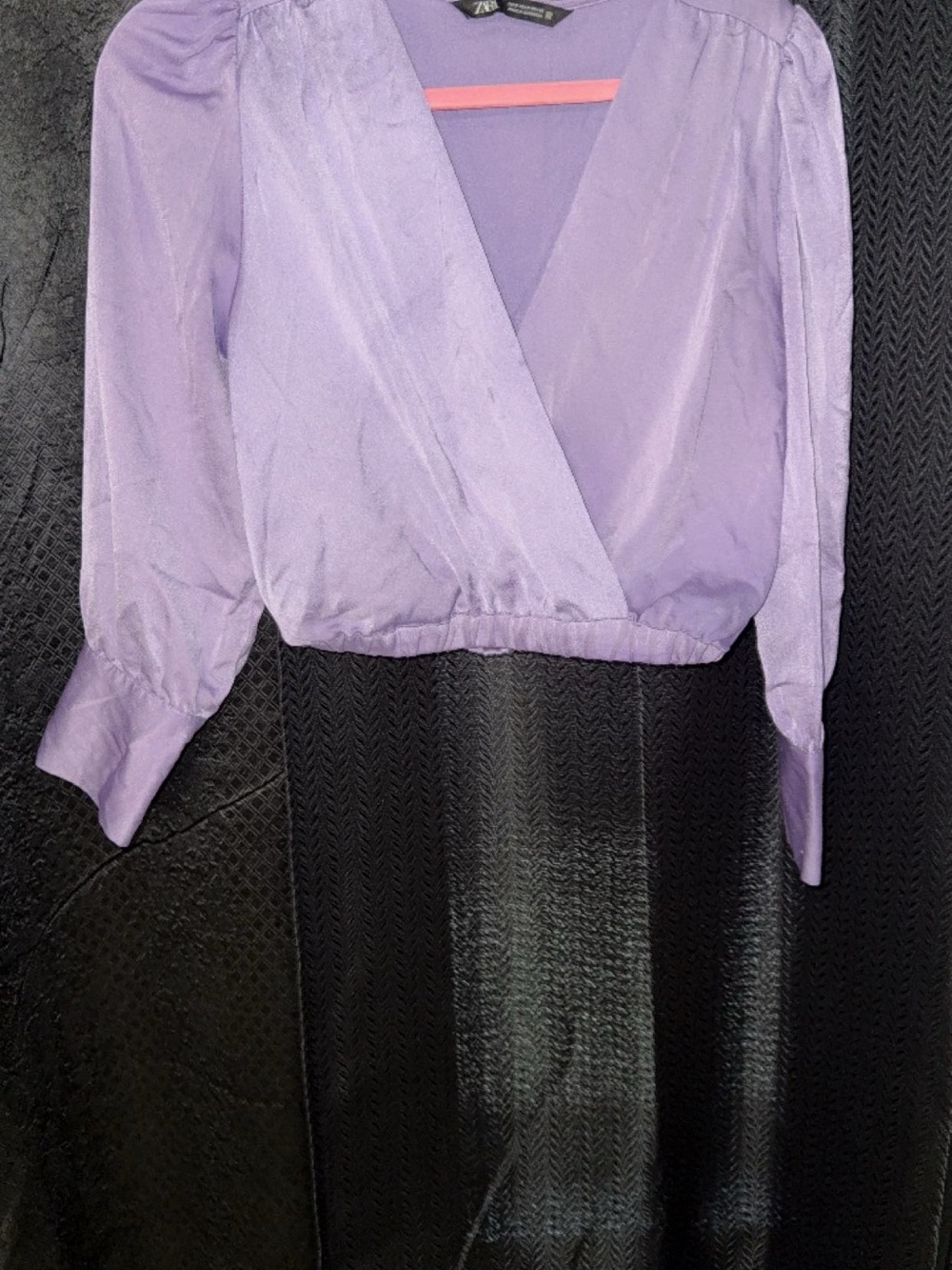 ZARA Lilac Satin-Look Surplice Blouse